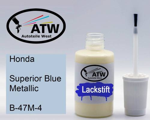 Honda, Superior Blue Metallic, B-47M-4: 20ml Lackstift, von ATW Autoteile West.